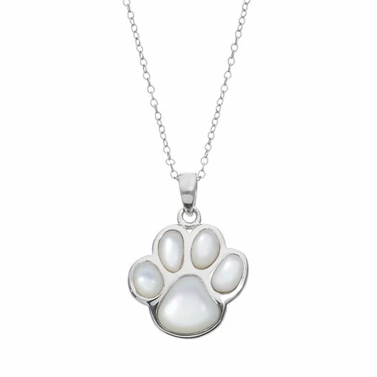 Best deal ๐งจ Unbranded ๐ฉ Mother-of-Pearl Sterling Silver Paw Print Pendant Necklace ๐