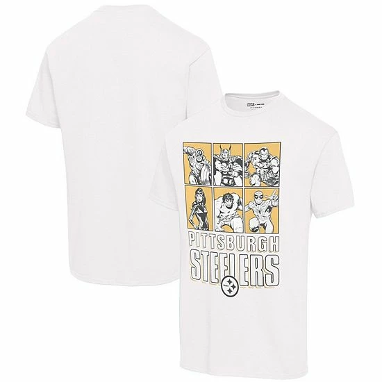 Best reviews of 👍 Unbranded Unisex Junk Food White Pittsburgh Steelers Disney Marvel Avengers Line-Up T-Shirt 🥰 - Image 2
