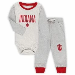 Outlet 💯 Unbranded Infant Wes & Willy Heather Gray Indiana Hoosiers Jie Jie Long Sleeve Bodysuit & Pants Set 💯