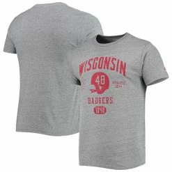 Wholesale 👍 Unbranded Men's League Collegiate Wear Heathered Gray Wisconsin Badgers Football Locker Victory Falls Tri-Blend T-Shirt ❤️
