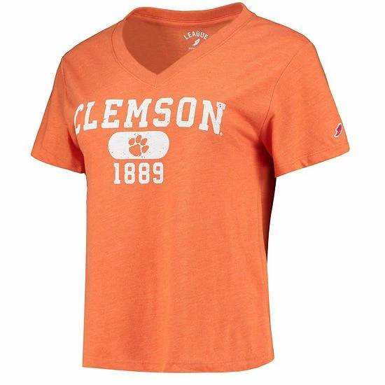 Promo ✔️ Unbranded 👩 Women's League Collegiate Wear Heathered Orange Clemson Tigers Intramural Boyfriend Tri-Blend V-Neck T-Shirt ✨ - Image 3