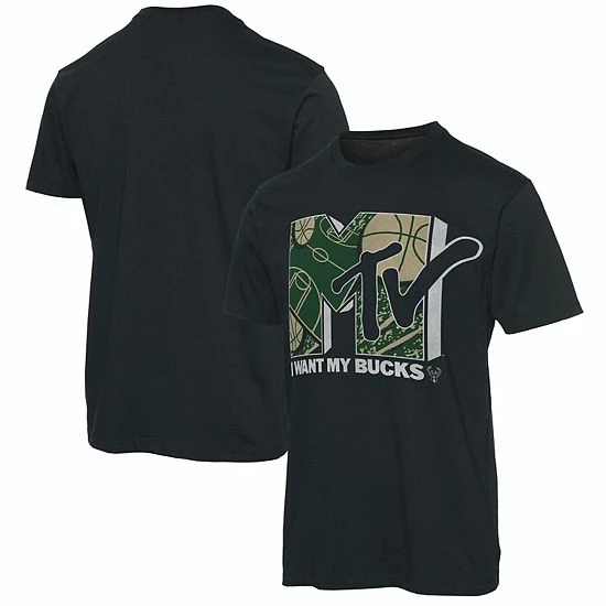 Deals ๐ Unbranded Men's Junk Food Black Milwaukee Bucks NBA X MTV I Want My T-Shirt ๐ - Image 2