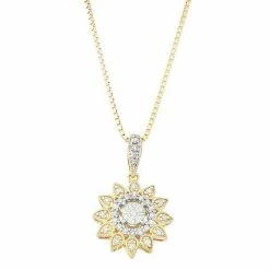 Wholesale 😍 Unbranded 10k Gold Over Sterling Silver 1/5 Carat T.W. Diamond Starburst Pendant Necklace Gold Tone 🧨