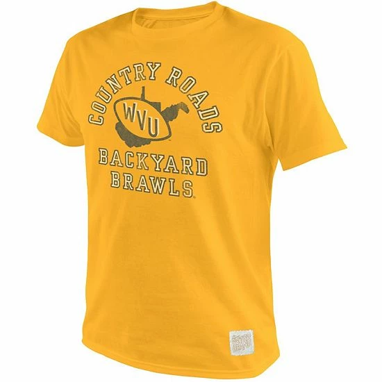 Deals ⭐ Unbranded Men's Original Retro Brand Gold West Virginia Mountaineers 2022 Backyard Brawl Country Roads T-Shirt 💯