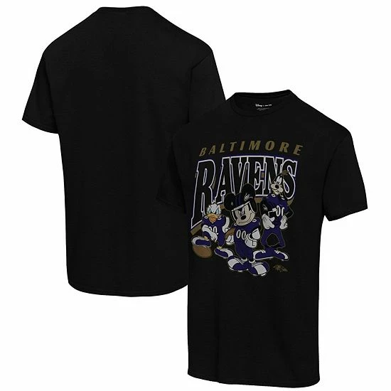 Brand new 🥰 Unbranded Men's Junk Food Black Baltimore Ravens Disney Mickey Huddle T-Shirt ✨