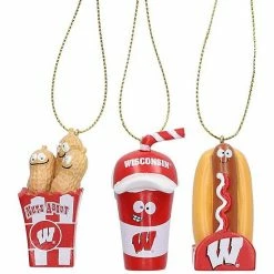 Promo 😉 Unbranded Wisconsin Badgers Snack Pack Ornament Set ✨