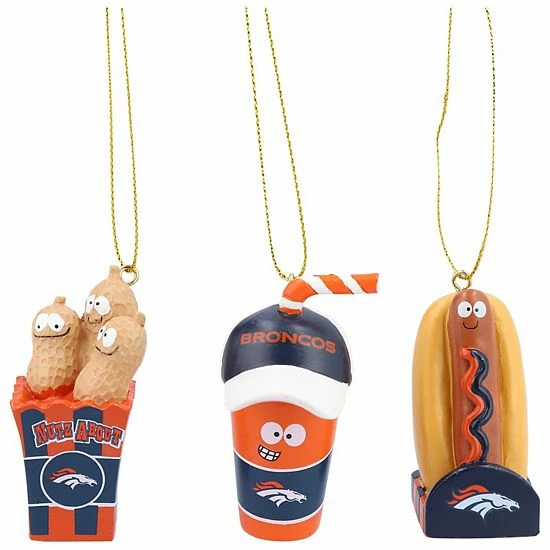 Budget โค๏ธ Unbranded Denver Broncos Snack Pack Ornament Set ๐