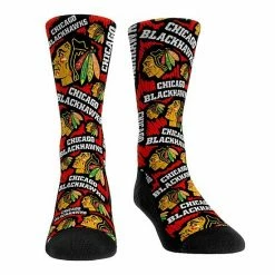 Brand new 😍 Unbranded Youth Rock Em 🧦 Socks Chicago Blackhawks Logo Sketch Crew 🧦 Socks 👏