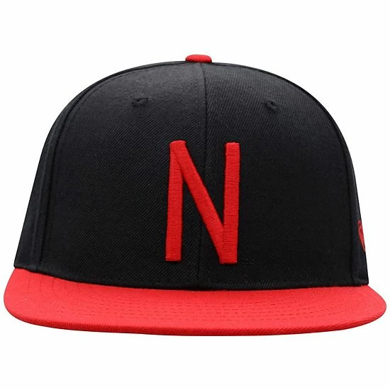 Best Sale 😉 Unbranded Men's Top Of The World Black/Scarlet Nebraska Huskers Team Color Two-Tone Fitted Hat 👏 - Image 2