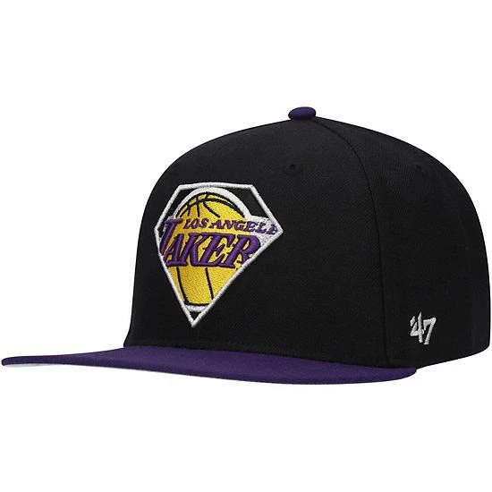 Outlet 🥰 Unbranded Men's '47 Black/Purple Los Angeles Lakers 75th Anniversary Carat Captain Snapback Hat 💯 - Image 4