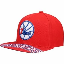 Flash Sale 🧨 Unbranded Men's Mitchell & Ness Red Philadelphia 76ers Hardwood Classics Swingman Pop Snapback Hat ⌛