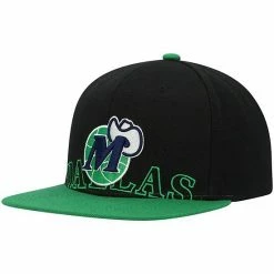 Brand new 🔥 Unbranded Men's Mitchell & Ness Black/Green Dallas Mavericks Hardwood Classics Low Big Face Snapback Hat ⭐