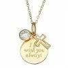 Flash Sale 👍 Unbranded 10k Gold Cubic Zirconia "I Am With You Always" Cross Charm Necklace ✨