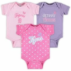 Cheapest 😍 Unbranded 👧 Girls Infant Soft As A Grape Pink/Purple Detroit Tigers 3-Pack Rookie Bodysuit Set 🧨