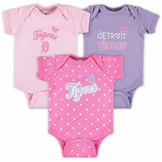 Cheapest ๐ Unbranded ๐ง Girls Infant Soft As A Grape Pink/Purple Detroit Tigers 3-Pack Rookie Bodysuit Set ๐งจ