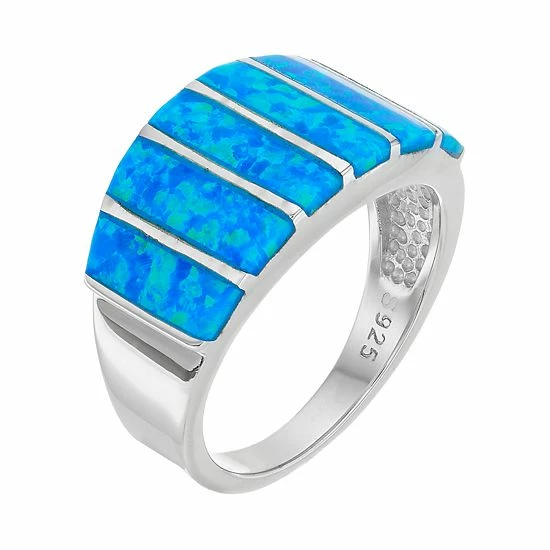 Coupon ⭐ Unbranded Sterling Silver Lab-Created Blue Opal Dome Ring ❤️ - Image 2