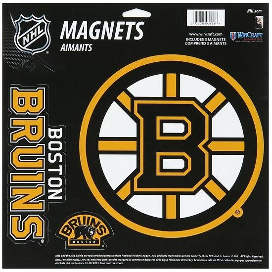 Best Sale 🌟 Unbranded Boston Bruins WinCraft 11" X 11" 3-Pack Vinyl Magnet Set ✔️