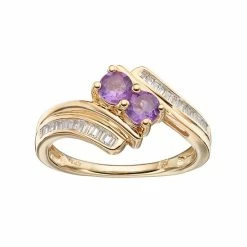 Best deal ✨ Unbranded 14k Gold Over Silver Amethyst & Lab-Created White Sapphire 2-Stone Ring ⭐