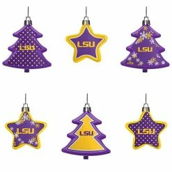 Hot Sale 🌟 Unbranded LSU Tigers Six-Pack Shatterproof Tree And Star Ornament Set 👏