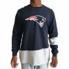 Promo 🔥 Unbranded Men's Refried Apparel Navy/Gray New England Patriots Sustainable Upcycled Angle Long Sleeve T-Shirt 🎉