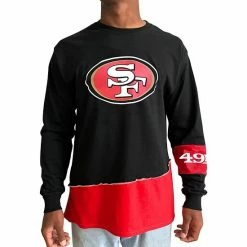 Best Pirce 🔥 Unbranded Men's Refried Apparel Black/Scarlet San Francisco 49ers Sustainable Upcycled Angle Long Sleeve T-Shirt ⭐