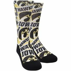 Budget ❤️ Unbranded Youth White Iowa Hawkeyes Logo Sketch Crew 🧦 Socks 🌟