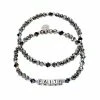 Deals ⌛ Unbranded Bicone & Rondelle Hematite Crystal Beaded "Faith" Double Stretch Bracelet Set ⌛