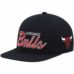 Budget ✔️ Unbranded Men's Mitchell & Ness Black Chicago Bulls Hardwood Classics Script 2.0 Snapback Hat 👍