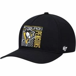 Outlet ⭐ Unbranded Men's '47 Black Pittsburgh Penguins Reflex Hitch Snapback Hat 🧨