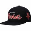 Hot Sale ✔️ Unbranded Men's Mitchell & Ness Black Houston Rockets Hardwood Classics Script 2.0 Snapback Hat ✔️