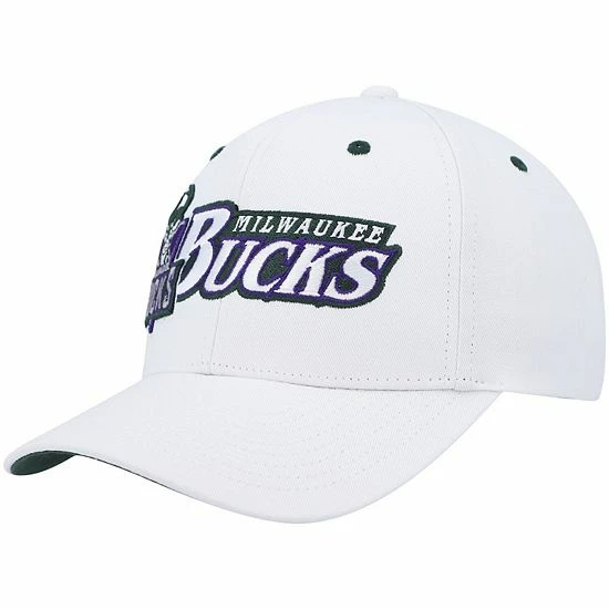 Promo 🎁 Unbranded Men's Mitchell & Ness White Milwaukee Bucks Oh Word Pro Snapback Hat 😍