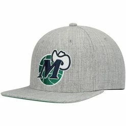 Discount 🌟 Unbranded Men's Mitchell & Ness Heathered Gray Dallas Mavericks Hardwood Classics Team 2.0 Snapback Hat ⭐