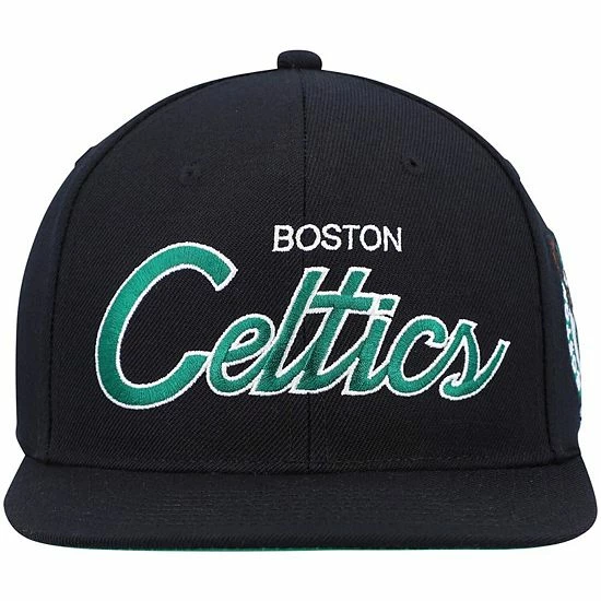 Hot Sale 😉 Unbranded Men's Mitchell & Ness Black Boston Celtics Hardwood Classics Script 2.0 Snapback Hat ⭐ - Image 3
