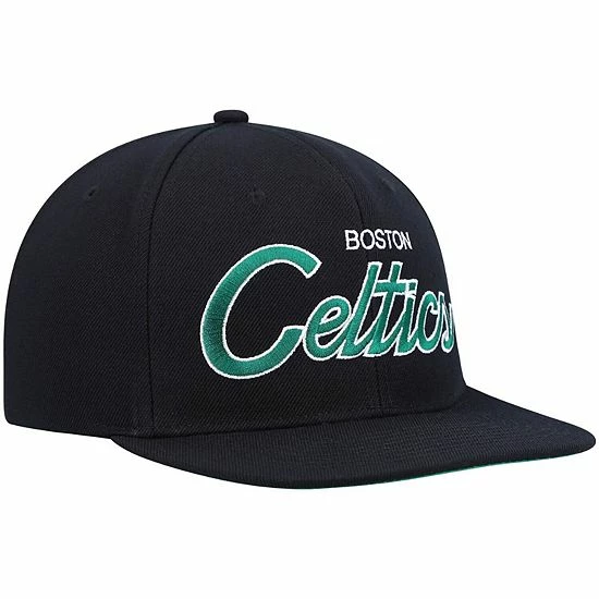 Hot Sale 😉 Unbranded Men's Mitchell & Ness Black Boston Celtics Hardwood Classics Script 2.0 Snapback Hat ⭐ - Image 4