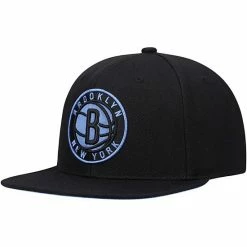 Promo ❤️ Unbranded Men's Mitchell & Ness Black Brooklyn Nets Two Tonal Snapback Hat 🥰