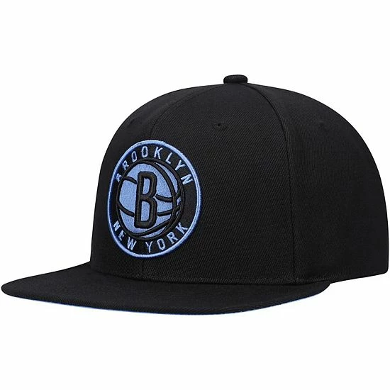 Promo ❤️ Unbranded Men's Mitchell & Ness Black Brooklyn Nets Two Tonal Snapback Hat 🥰