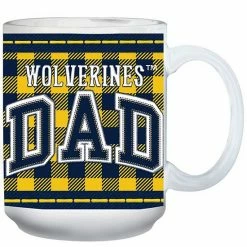Hot Sale ⭐ Unbranded Michigan Wolverines 15oz. Buffalo Plaid Father's Day Mug ❤️