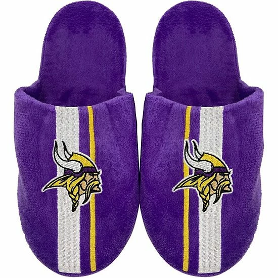 Hot Sale ๐ Unbranded Men's FOCO Minnesota Vikings Striped Team Slippers ๐คฉ - Image 2