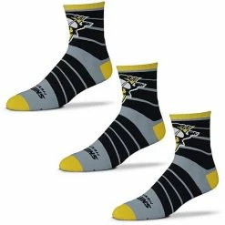 New 🔔 Unbranded Men's For Bare Feet Pittsburgh Penguins Three-Pack Quad 🧦 Socks ✨