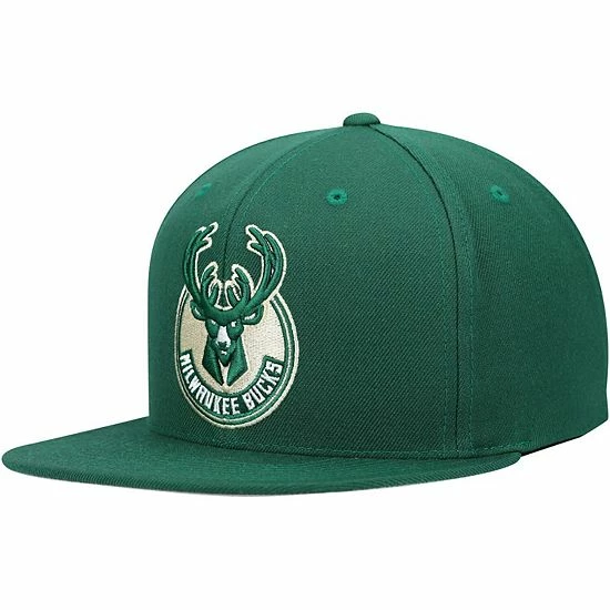 Brand new ๐ Unbranded Men's Mitchell & Ness Hunter Green Milwaukee Bucks Team Ground Snapback Hat ๐ - Image 2