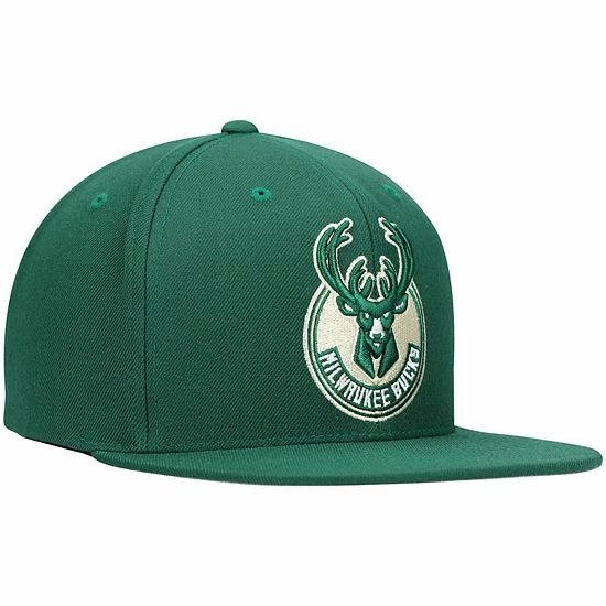 Brand new ๐ Unbranded Men's Mitchell & Ness Hunter Green Milwaukee Bucks Team Ground Snapback Hat ๐ - Image 4