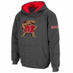 Wholesale ✔️ Unbranded Youth Stadium Athletic Charcoal Maryland Terrapins Big Logo Pullover Hoodie 😀
