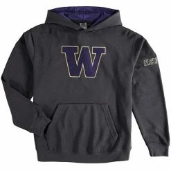 Hot Sale ❤️ Unbranded Youth Stadium Athletic Charcoal Washington Huskies Big Logo Pullover Hoodie 😀