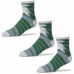 New 🎁 Unbranded Men's For Bare Feet Michigan State Spartans Three-Pack Quad 🧦 Socks 👏