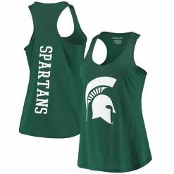 Hot Sale 🥰 Unbranded 👩 Women's Green Michigan State Spartans Essential 2-Hit Racerback Tank Top 🌟