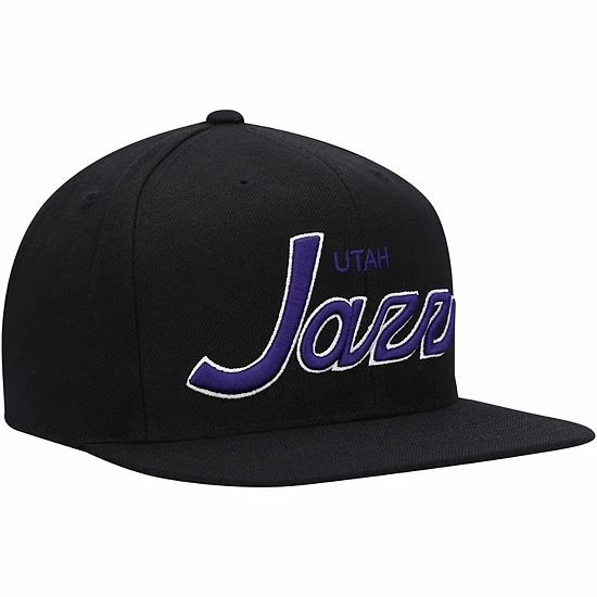 Promo ๐งจ Unbranded Men's Mitchell & Ness Black Utah Jazz Hardwood Classics Foundation Script Snapback Hat ๐ - Image 4