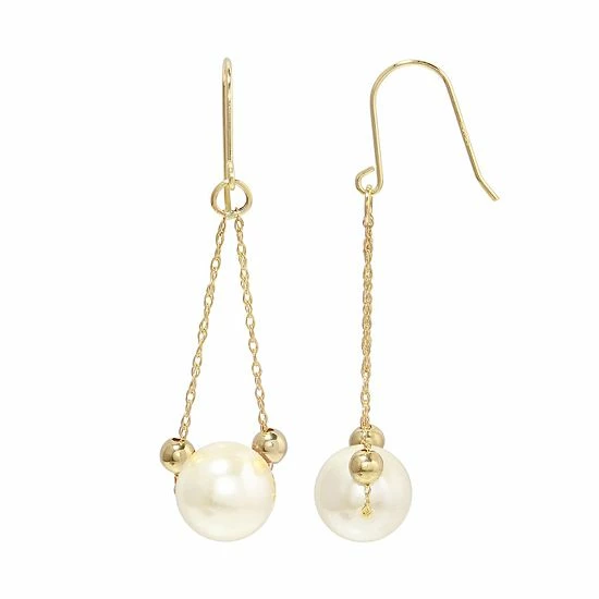Cheap ⌛ Unbranded 14K Gold Cultured Freshwater Pearl Dangle Earrings ✨ - Image 2