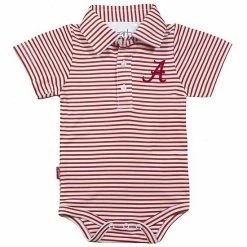Budget 🥰 Unbranded Infant Garb Crimson/White Alabama Crimson Tide Carson Striped Short Sleeve Bodysuit 🧨