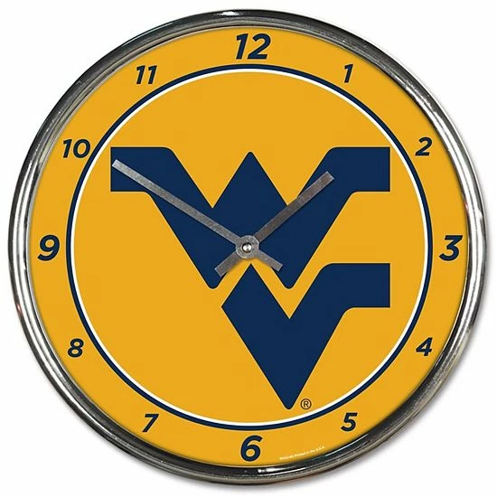 Brand new 😀 Unbranded WinCraft West Virginia Mountaineers Chrome Wall Clock ❤️