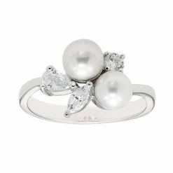 Wholesale 🥰 Unbranded Sterling Silver Freshwater Cultered Pearl & Cubic Zirconia Ring ⌛